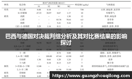 巴西与德国对决裁判组分析及其对比赛结果的影响探讨